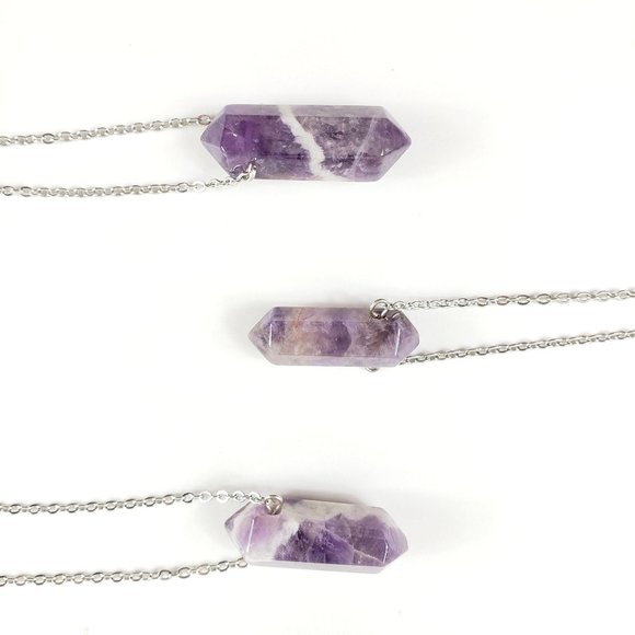 Amethyst Double Terminated Point Necklace 20" - Picture 2 of 4
